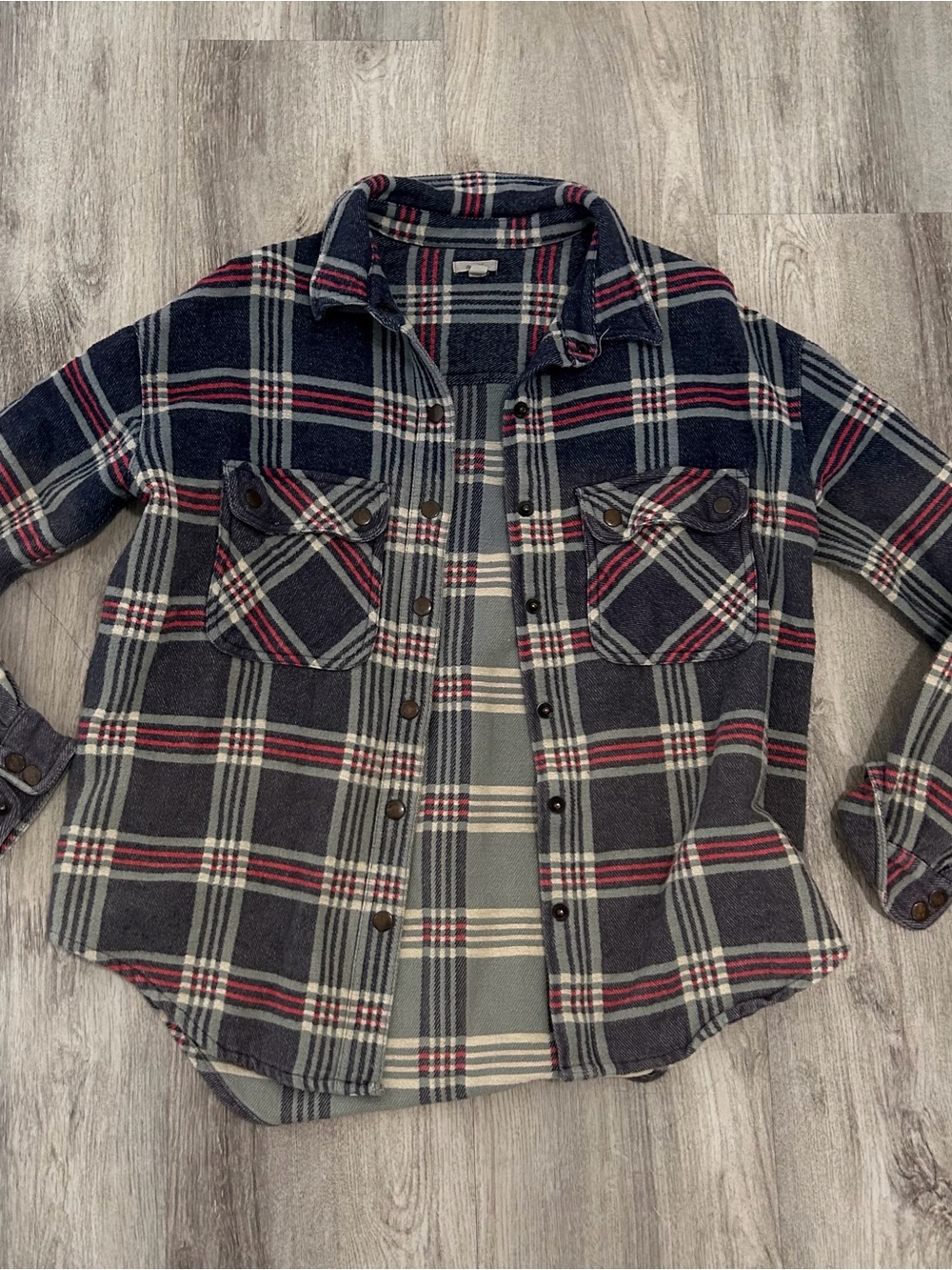 Ecote Flannel Shirt Jacket Shacket Women XS/S Blue Hiking Outdoor Gorpcore